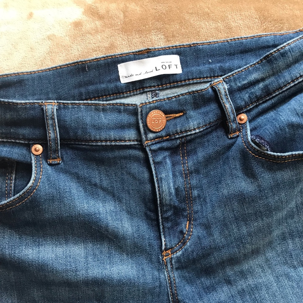 LOFT denim leggings Gold Button closure light wash